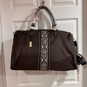 MONTANA WEST BROWN DUFFLE TOTE BAG NWT WITH MW STRAP, WEEKENDER NWT
